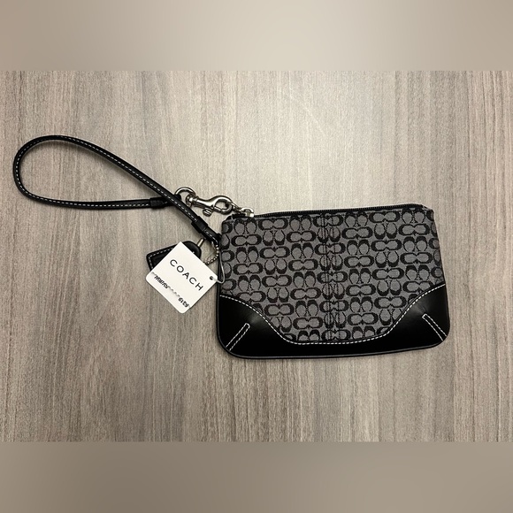 Coach Handbags - Coach Signature Black and Gray Wristlet